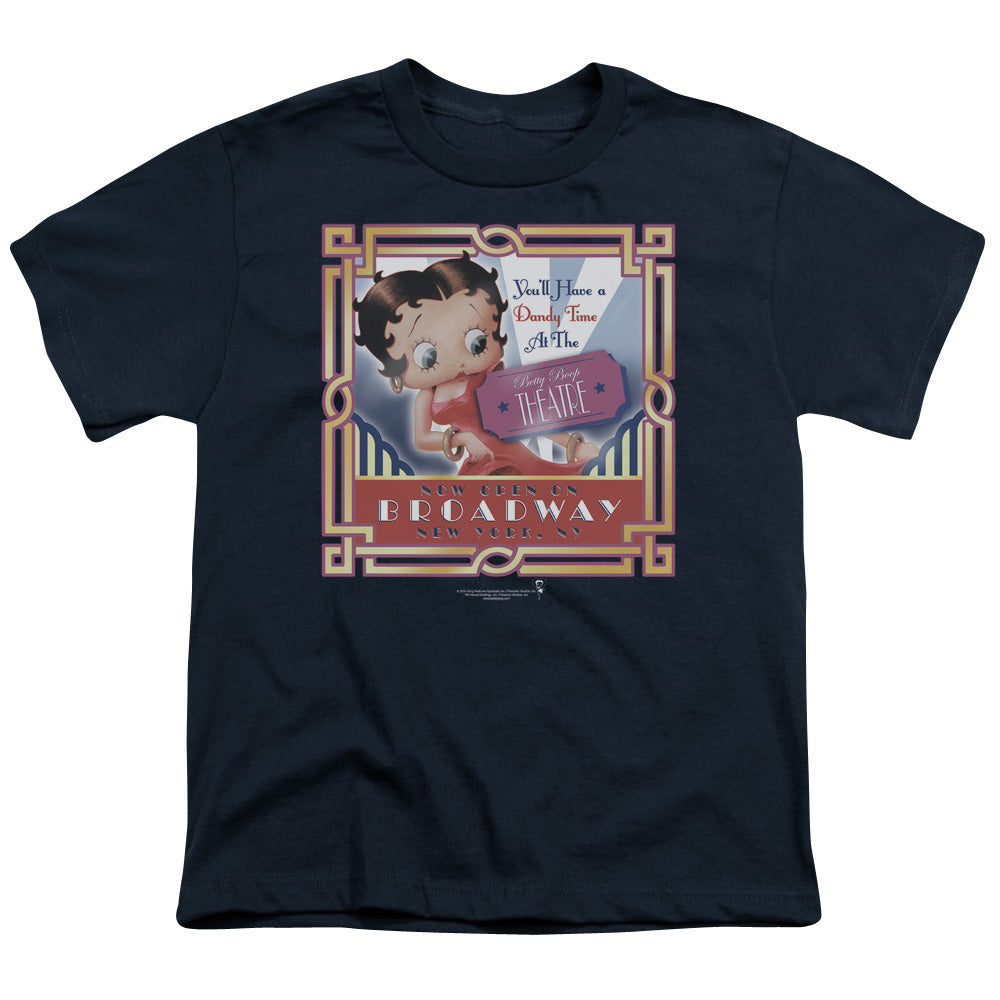 Betty Boop - On Broadway - Short Sleeve Youth 18/1 - Navy T-shirt