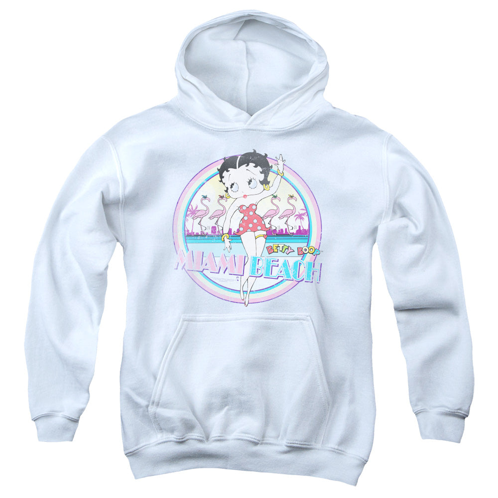 Betty Boop - Miami Beach - Youth Pull-over Hoodie - White