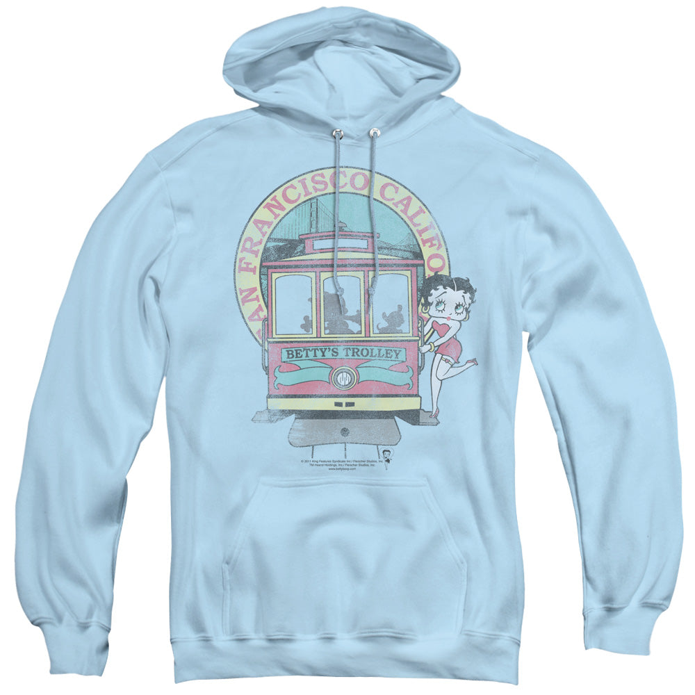 Betty Boop - Bettys Trolley - Adult Pull-over Hoodie - Light Blue