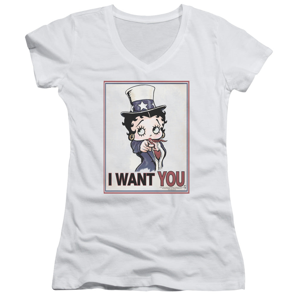 Betty Boop - Auntie Boop - Junior V-neck - White