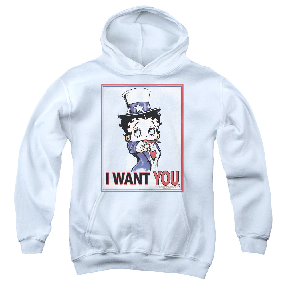 Betty Boop - Auntie Boop - Youth Pull-over Hoodie - White