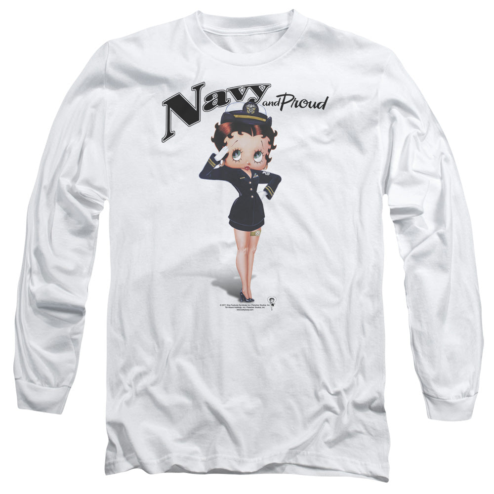 Betty Boop - Navy Boop - Long Sleeve Adult 18/1 - White T-shirt