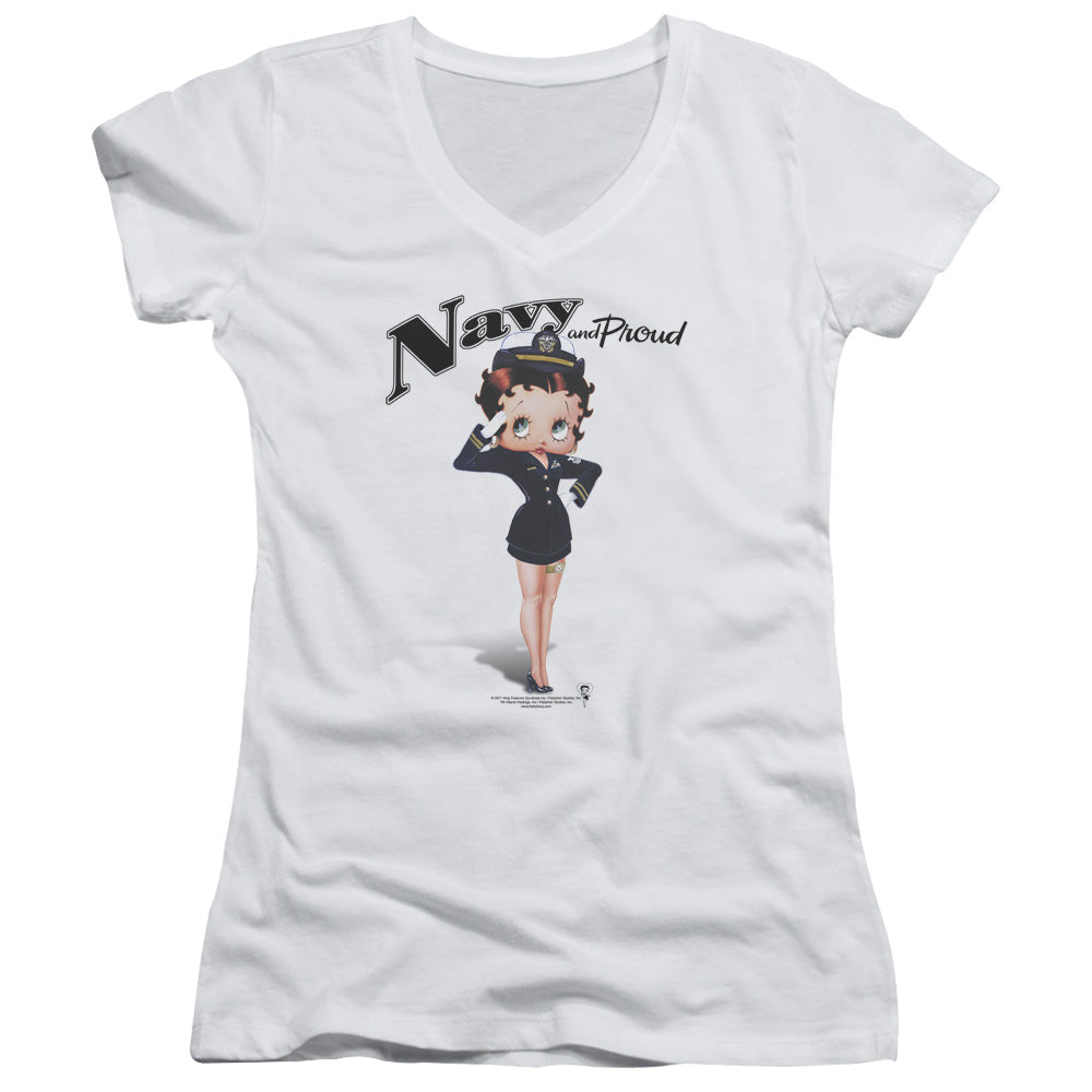 Betty Boop - Navy Boop - Junior V-neck - White