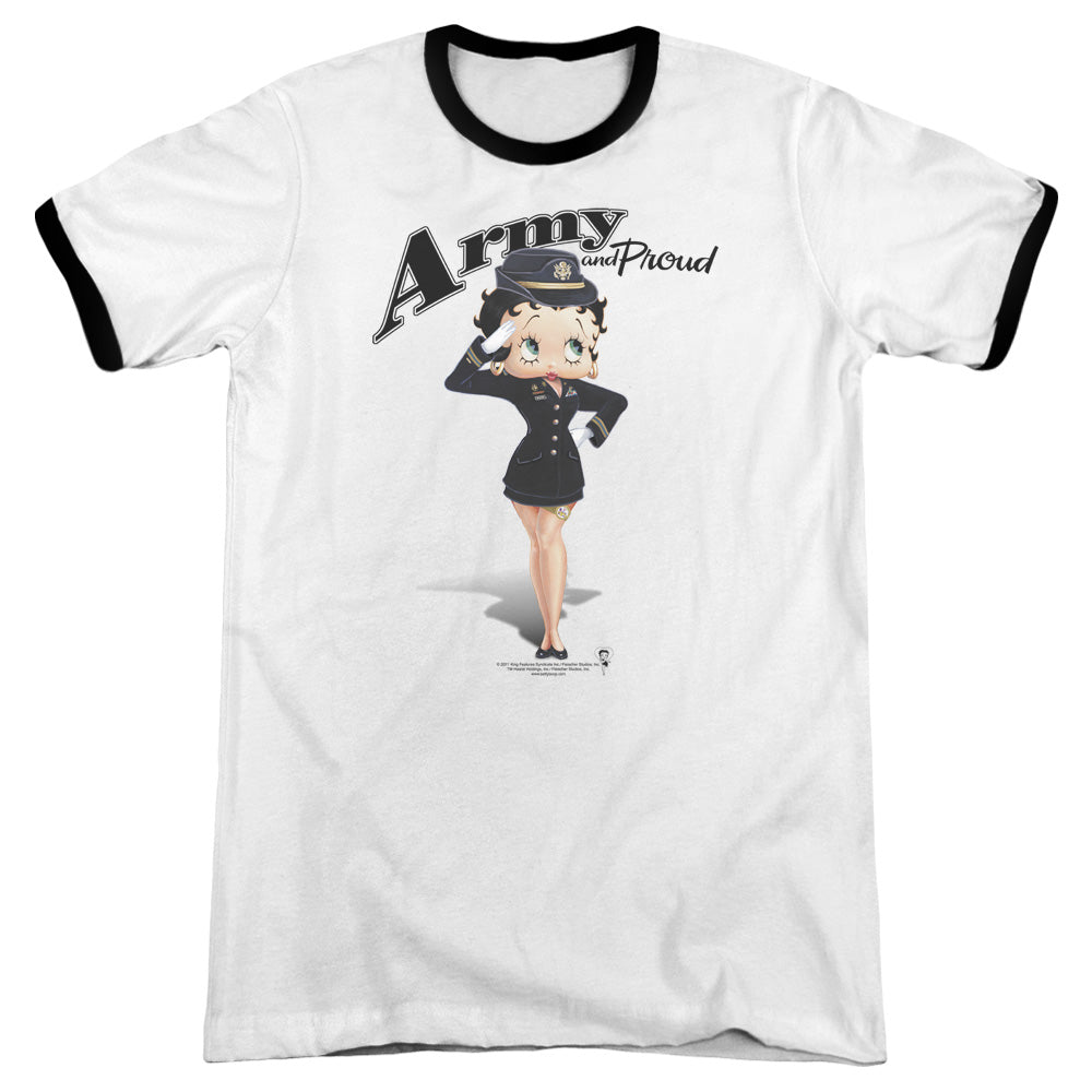 Betty Boop Army Boop - Adult Ringer - White/black