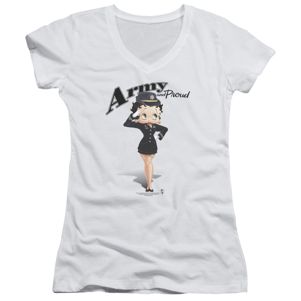 Betty Boop Army Boop - Junior V-neck - White