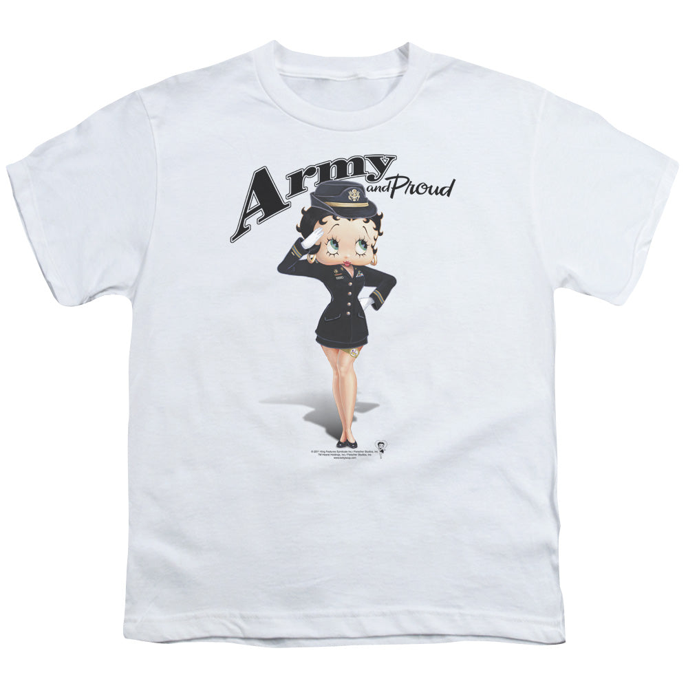 Betty Boop - Army Boop - Short Sleeve Youth 18/1 - White T-shirt