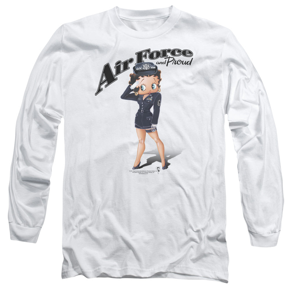 Betty Boop - Air Force Boop - Long Sleeve Adult 18/1 - White T-shirt