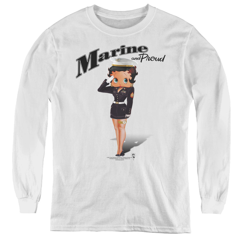 Betty Boop - Marine Boop - Youth Long Sleeve Tee - White