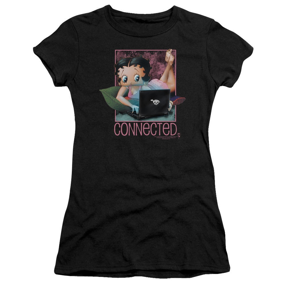 Betty Boop - Connected - Short Sleeve Junior Sheer - Black T-shirt