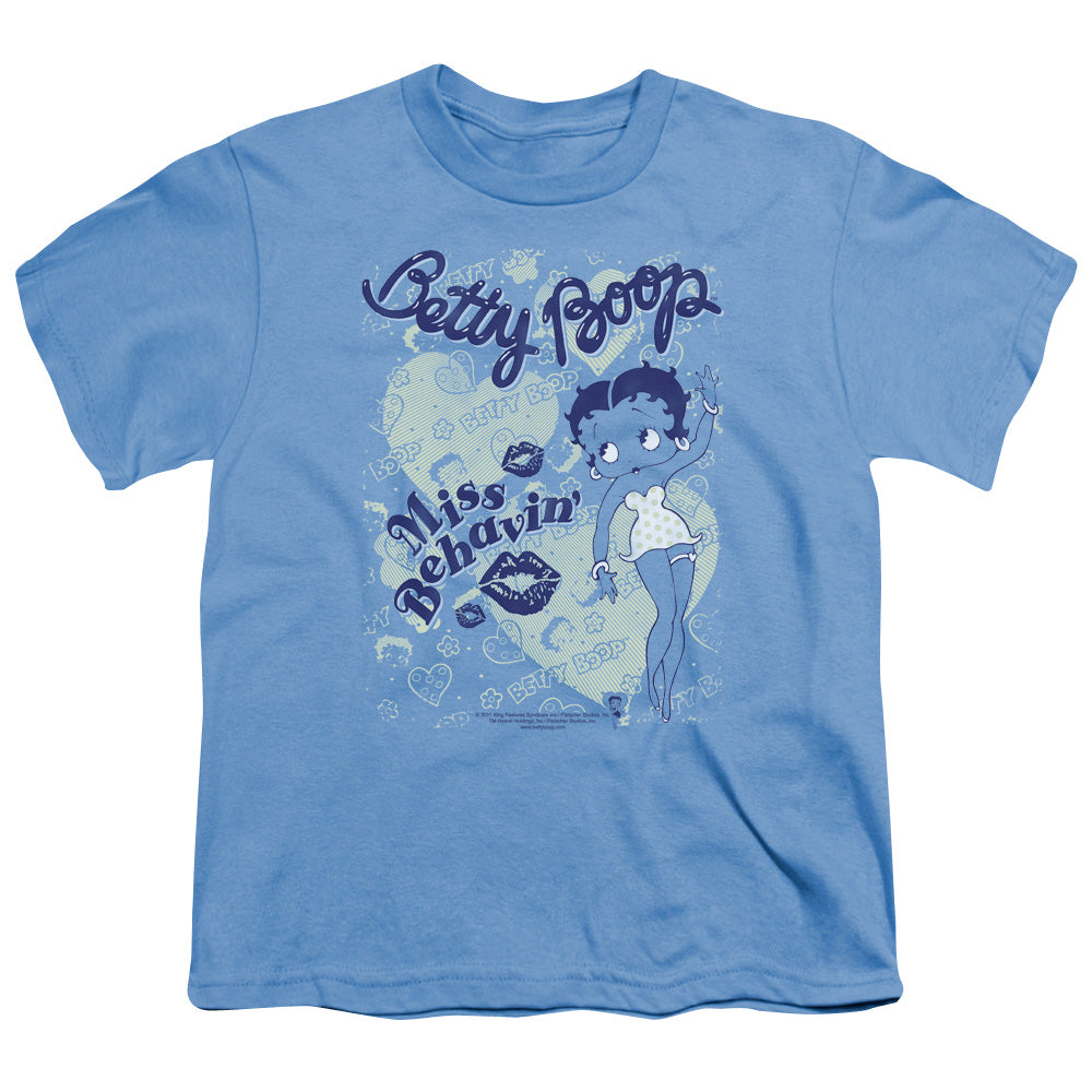 Betty Boop - Miss Behavin - Short Sleeve Youth 18/1 - Carolina Blue T-shirt