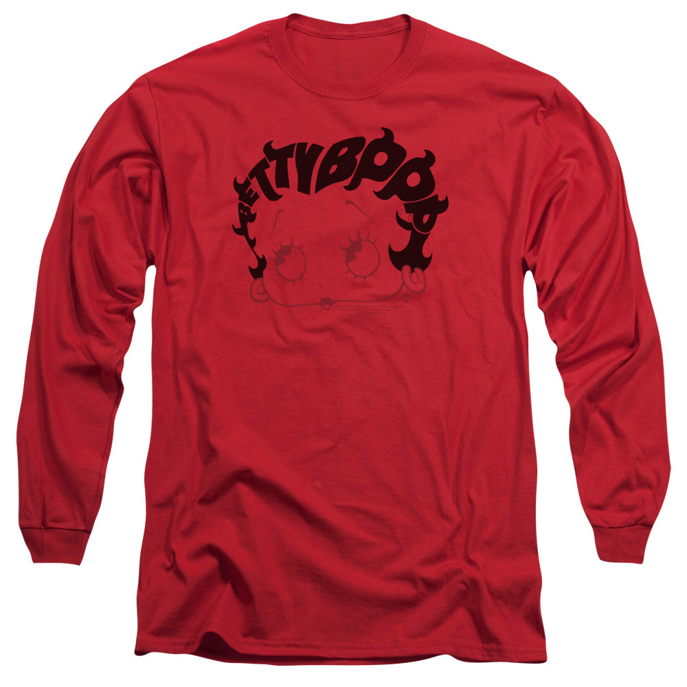 Betty Boop - Word Hair - Long Sleeve Adult 18/1 - Red T-shirt