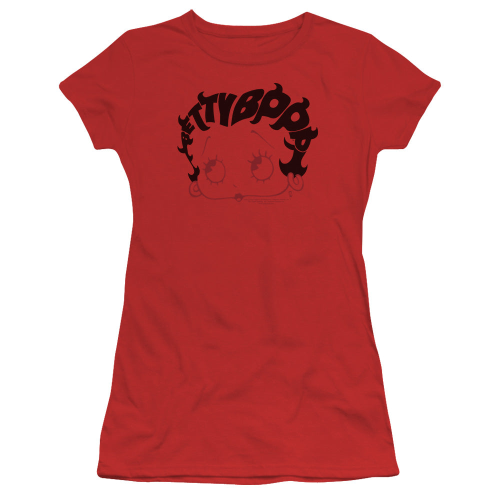 Betty Boop - Word Hair - Short Sleeve Junior Sheer - Red T-shirt