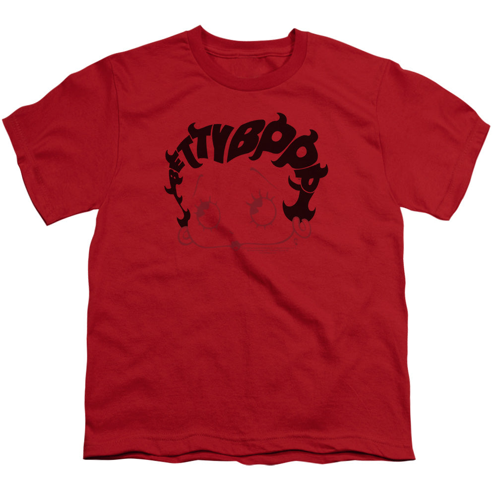 Betty Boop - Word Hair - Short Sleeve Youth 18/1 - Red T-shirt