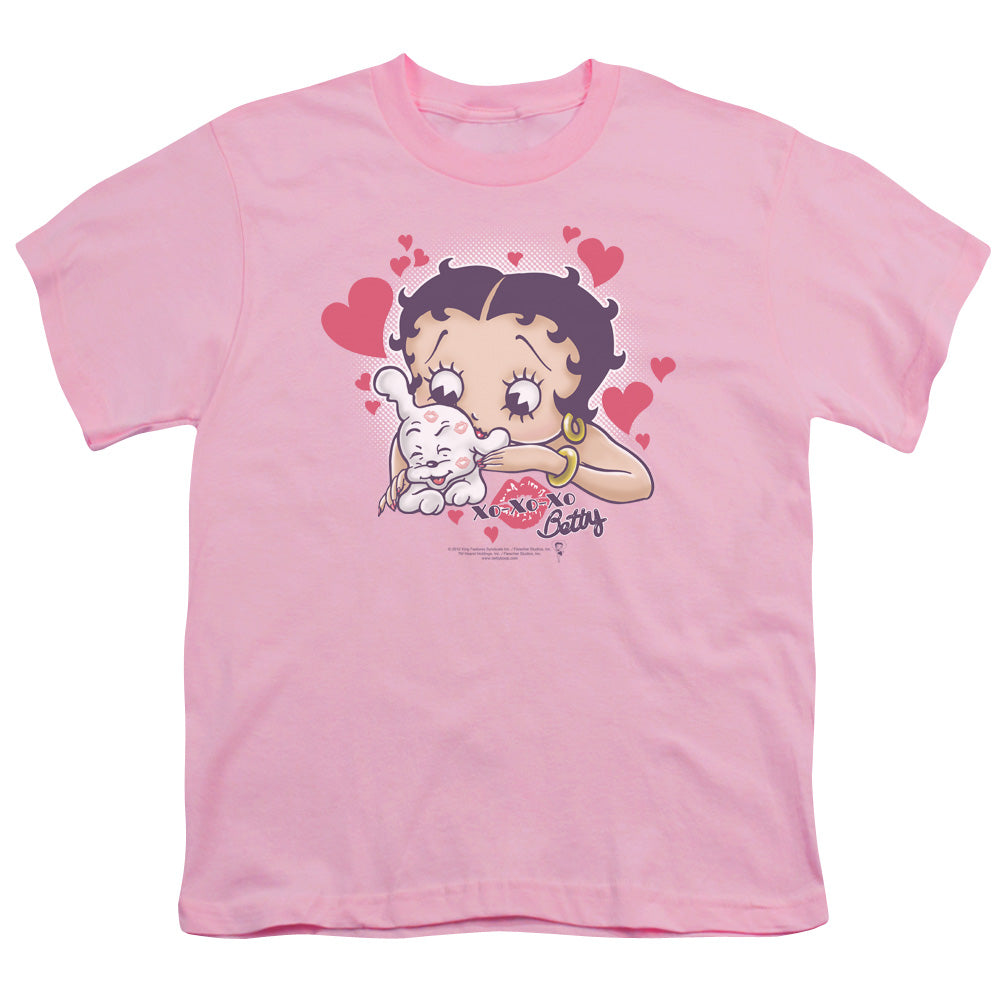 Betty Boop - Puppy Love - Short Sleeve Youth 18/1 - Pink T-shirt