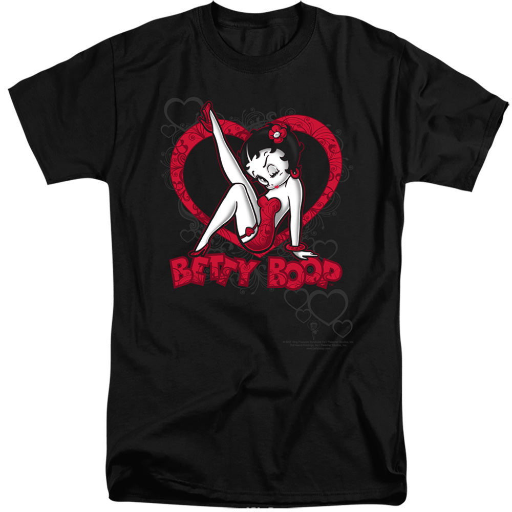 Betty Boop - Scrolling Hearts - Short Sleeve Adult Tall - Black T-shirt