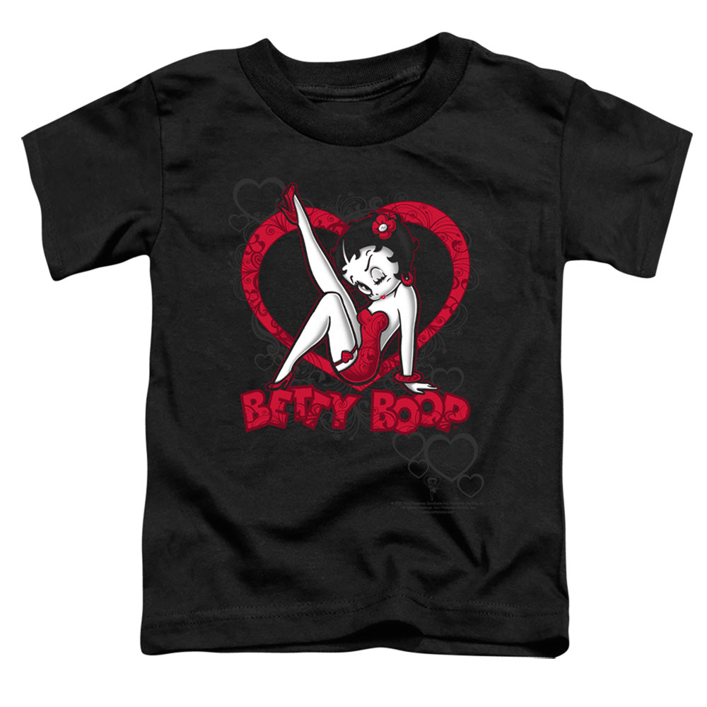 Betty Boop - Scrolling Hearts - Short Sleeve Toddler Tee - Black T-shirt