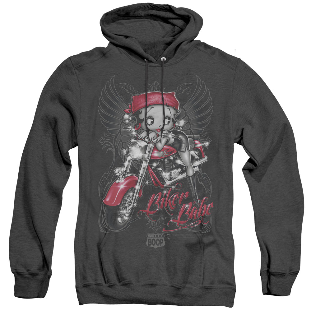 Betty Boop - Biker Babe - Adult Heather Hoodie - Black
