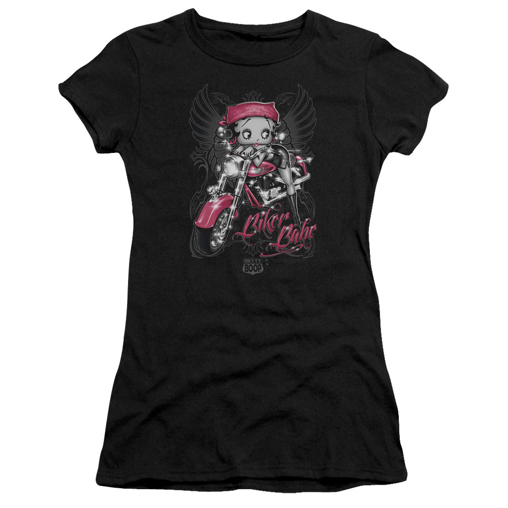 Betty Boop - Biker Babe - Short Sleeve Junior Sheer - Black T-shirt