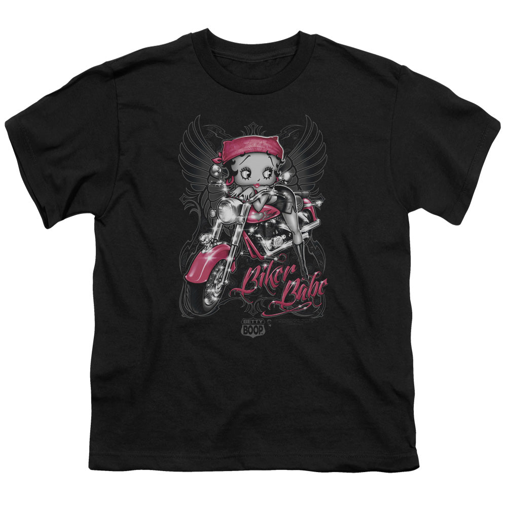 Betty Boop - Biker Babe - Short Sleeve Youth 18/1 - Black T-shirt