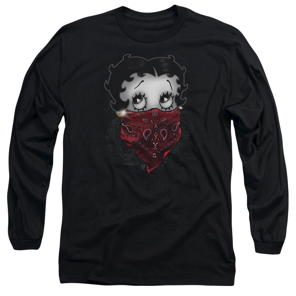 Betty Boop - Bandana & Roses - Long Sleeve Adult 18/1 - Black T-shirt