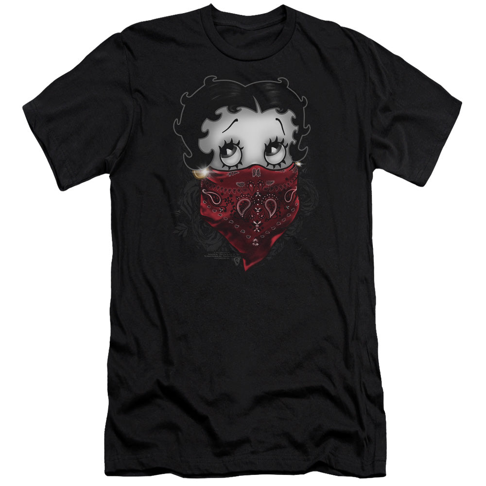 Betty Boop - Bandana & Roses-premuim Canvas Adult Slim Fit 30/1 - Black