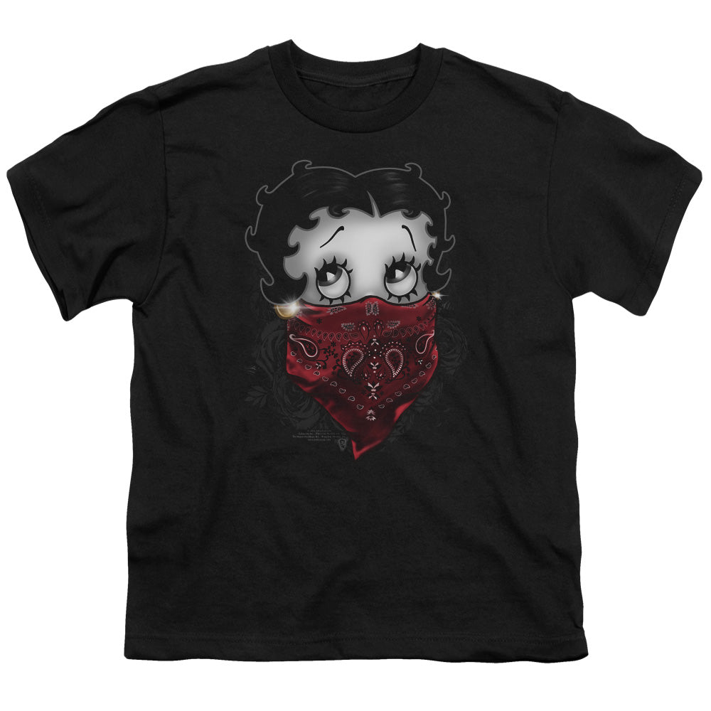 Betty Boop - Bandana & Roses - Short Sleeve Youth 18/1 - Black T-shirt