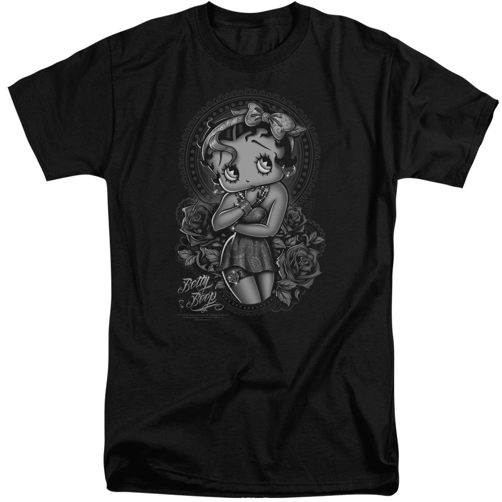 Betty Boop - Fashion Roses - Short Sleeve Adult Tall - Black T-shirt