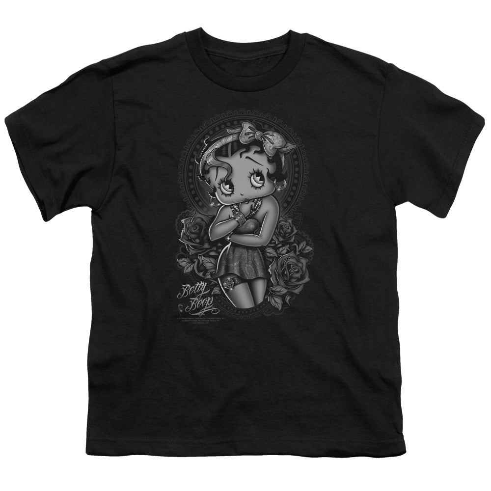 Betty Boop - Fashion Roses - Short Sleeve Youth 18/1 - Black T-shirt
