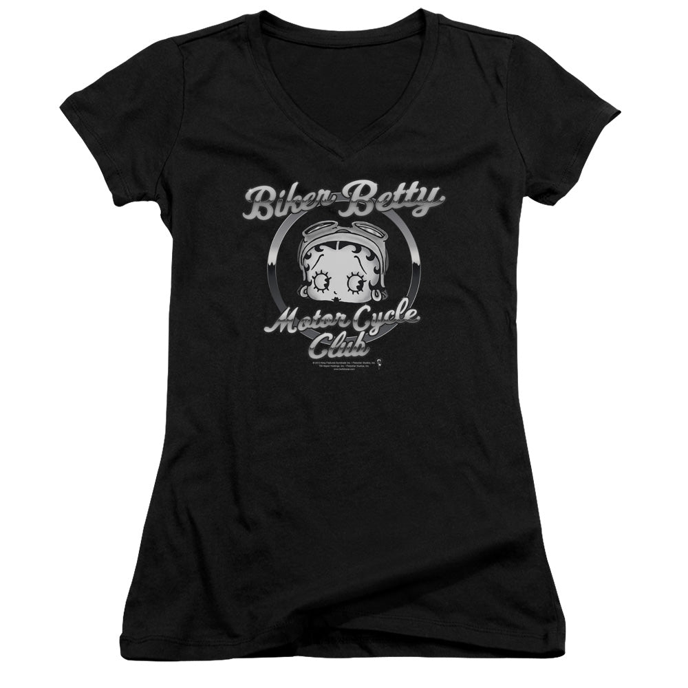 Betty Boop - Chromed Logo - Junior V-neck - Black