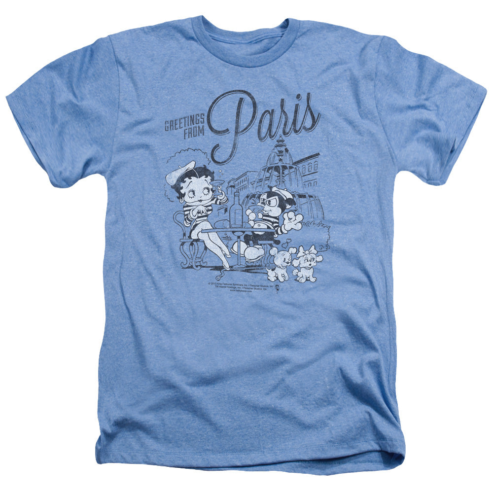 Betty Boop - Greetings From Paris - Adult Heather - Light Blue