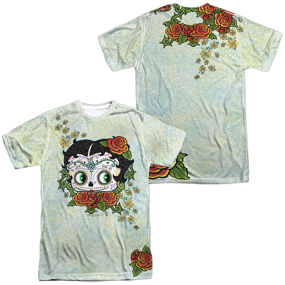 Betty Boop - Sugar Boop (Front/back Print) - Short Sleeve Adult 100% Poly Crew - White T-shirt