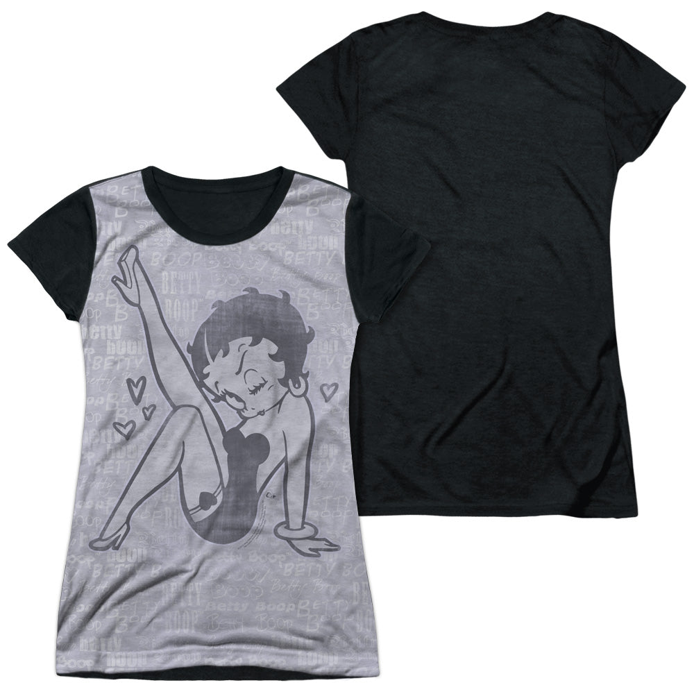Betty Boop - A Leg Up - Short Sleeve Junior Poly Black Back - White T-shirt