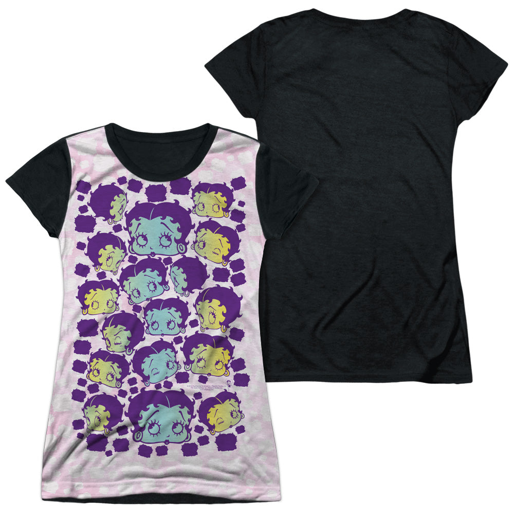 Betty Boop - Boop & Repeat - Short Sleeve Junior Poly Black Back - White T-shirt