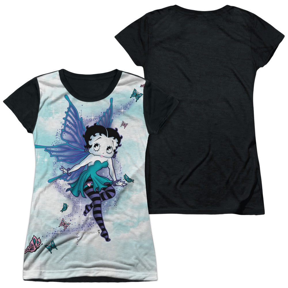Betty Boop - Sparkle Fairy - Short Sleeve Junior Poly Black Back - White T-shirt
