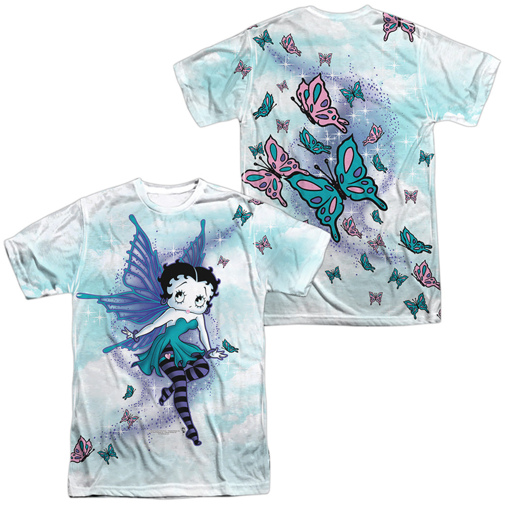 Betty Boop - Sparkle Fairy (Front/back Print) - Short Sleeve Adult 100% Poly Crew - White T-shirt