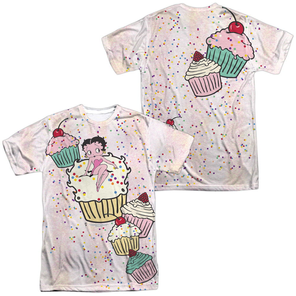 Betty Boop - Cake Boop (Front/back Print) - Short Sleeve Adult 100% Poly Crew - White T-shirt