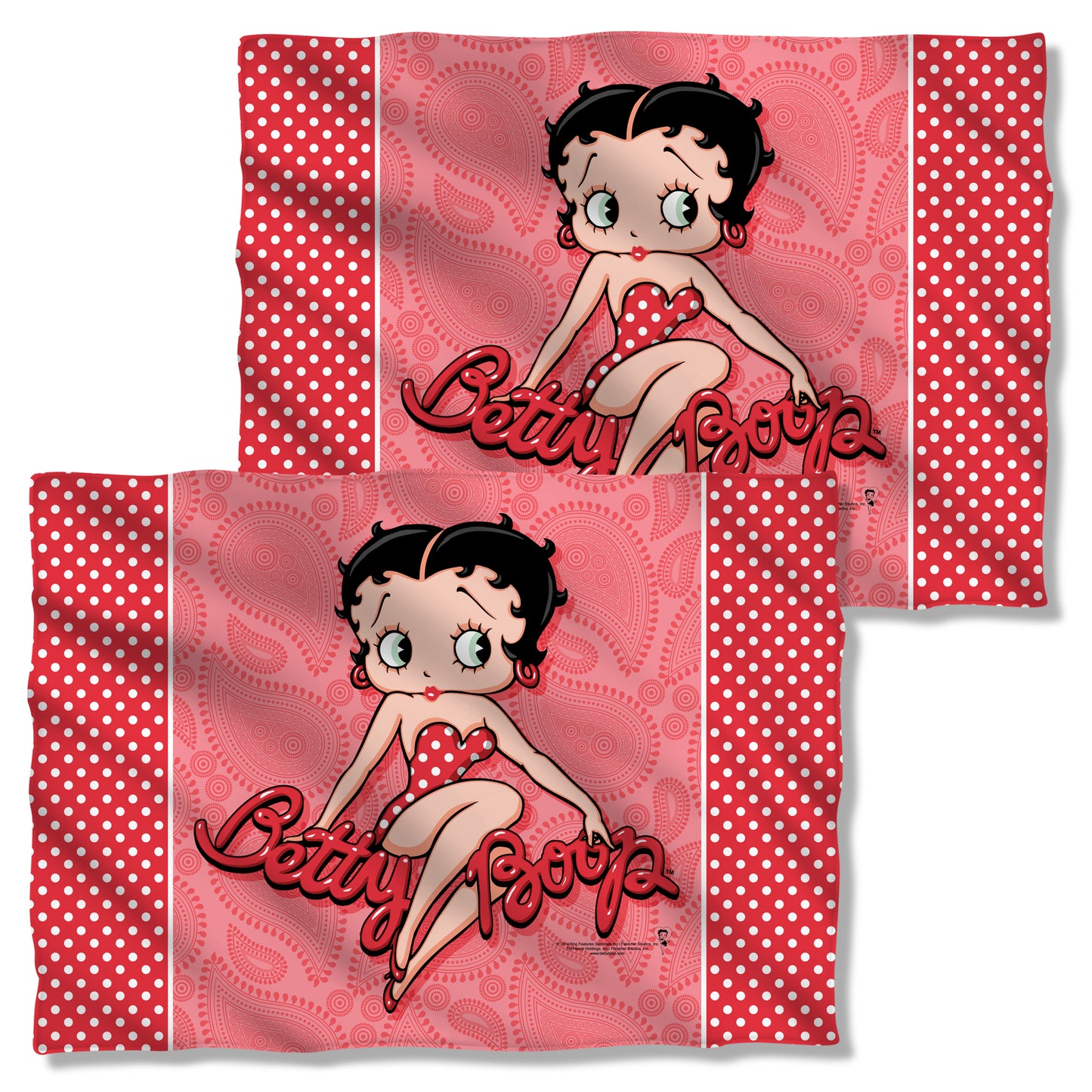 Betty Boop - Paisley & Polka Dots (Front/back Print) - Pillow Case - White