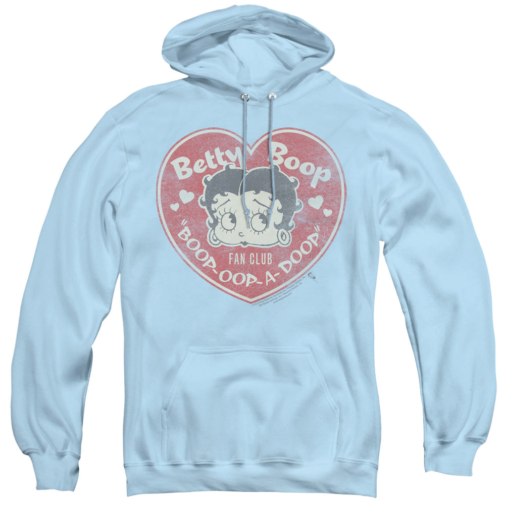 Betty Boop - Fan Club Heart - Adult Pull-over Hoodie - Light Blue