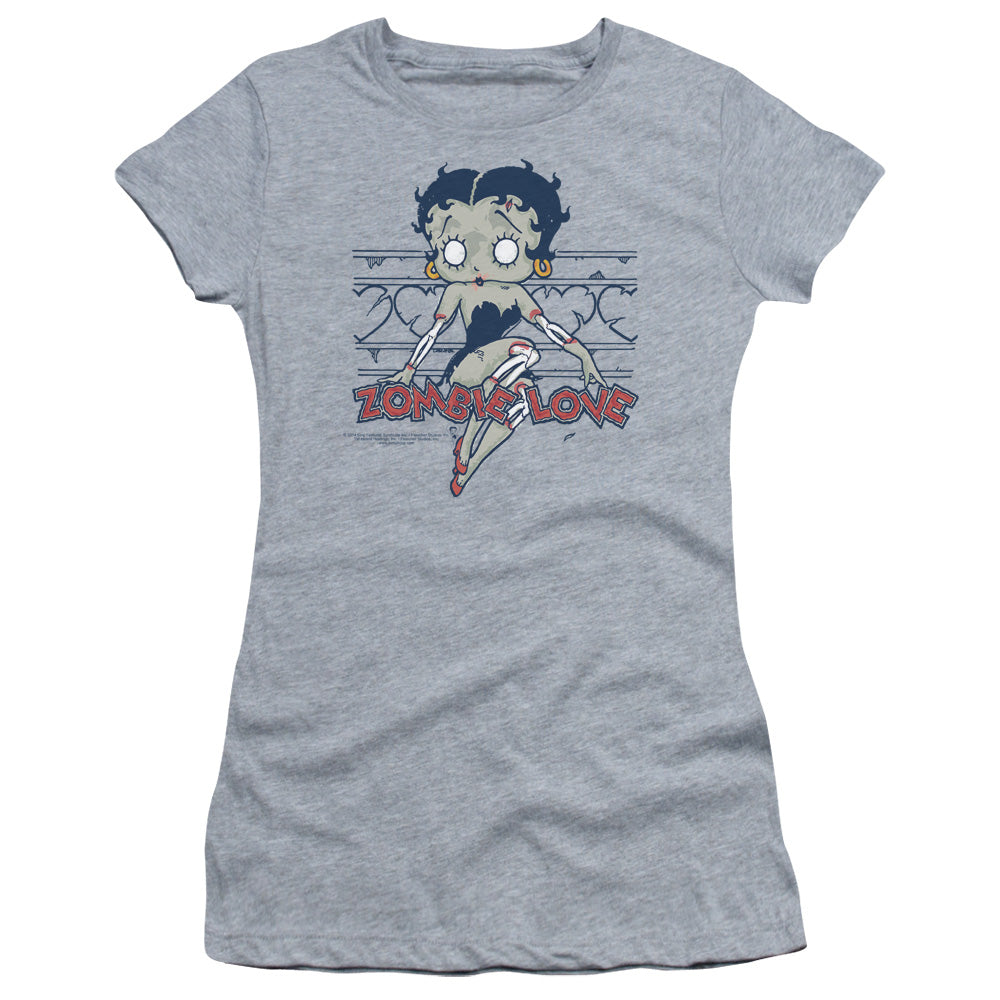 Betty Boop - Zombie Pinup - Short Sleeve Junior Sheer - Athletic Heather T-shirt