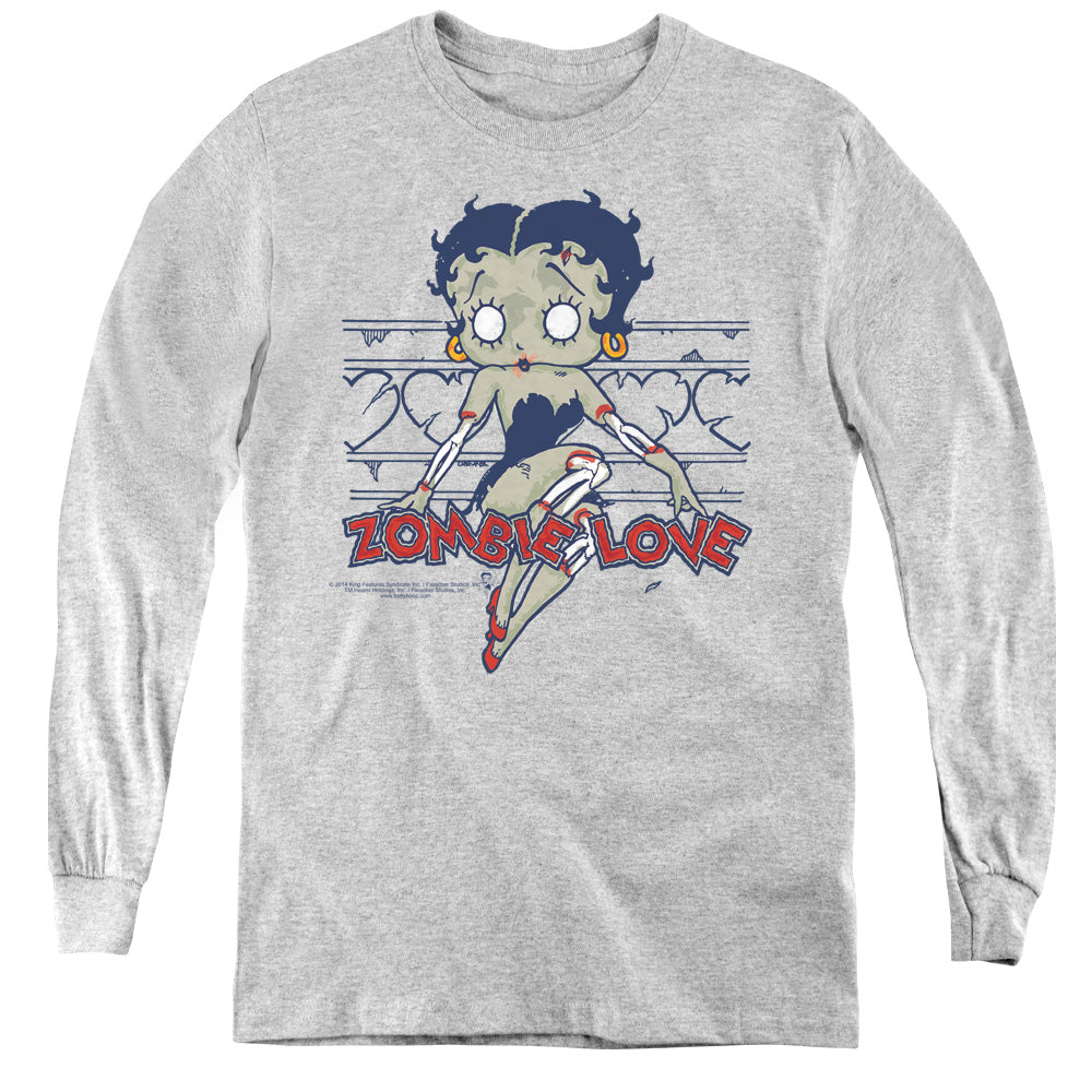 Betty Boop - Zombie Pinup - Youth Long Sleeve Tee - Athletic Heather