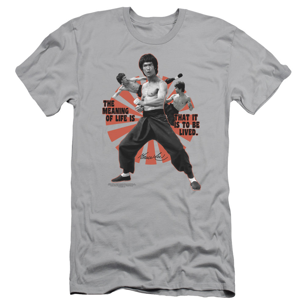 Bruce Lee - Meaning Of Life - Short Sleeve Adult 30/1 - Silver T-shirt