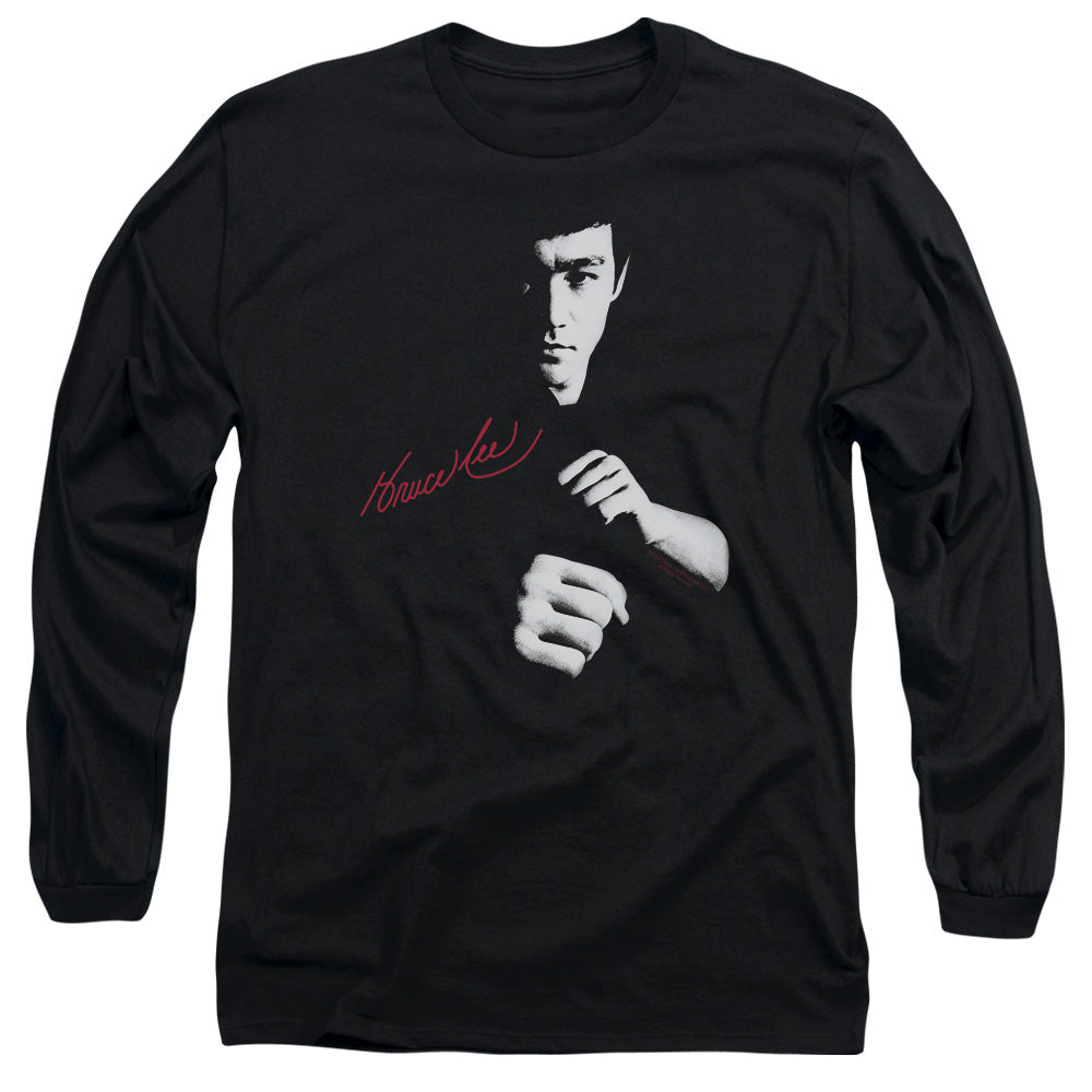 Bruce Lee - The Dragon Awaits - Long Sleeve Adult 18/1 - Black T-shirt