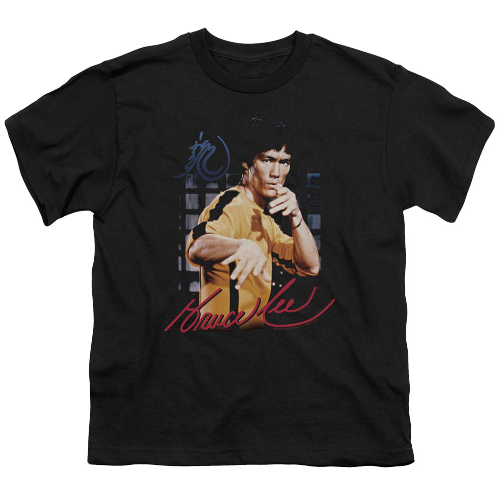 Bruce Lee - Yellow Jumpsuit - Short Sleeve Youth 18/1 - Black T-shirt