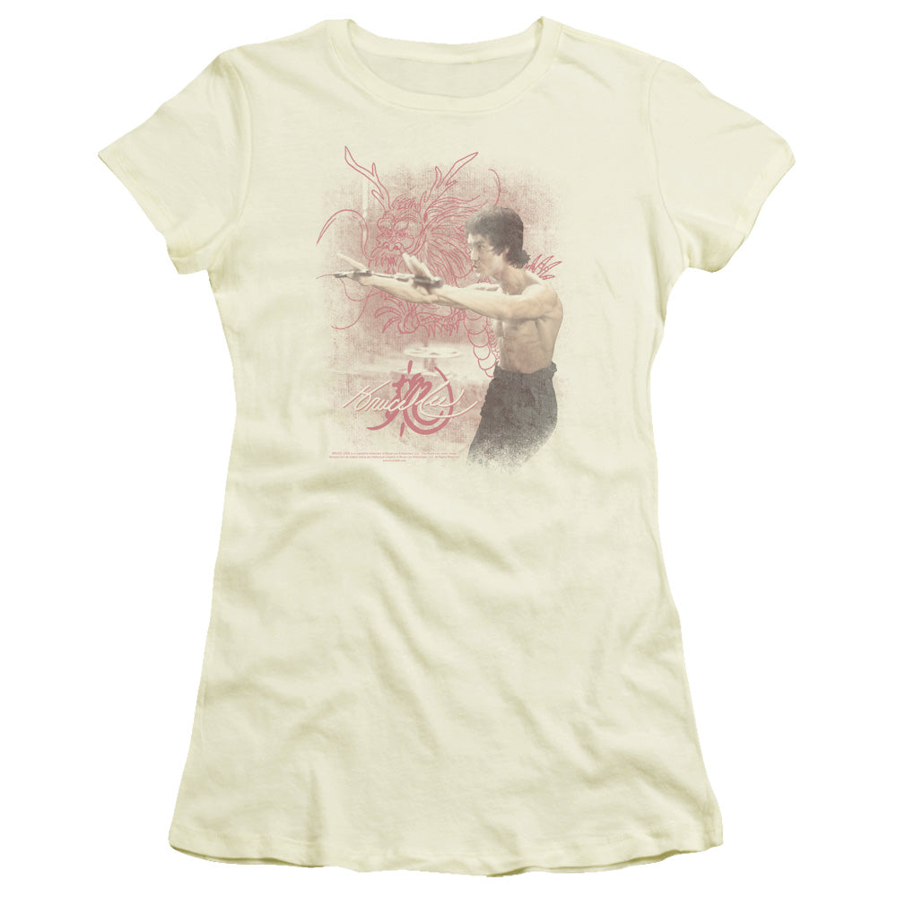 Bruce Lee - Power Of The Dragon - Short Sleeve Junior Sheer - Cream T-shirt