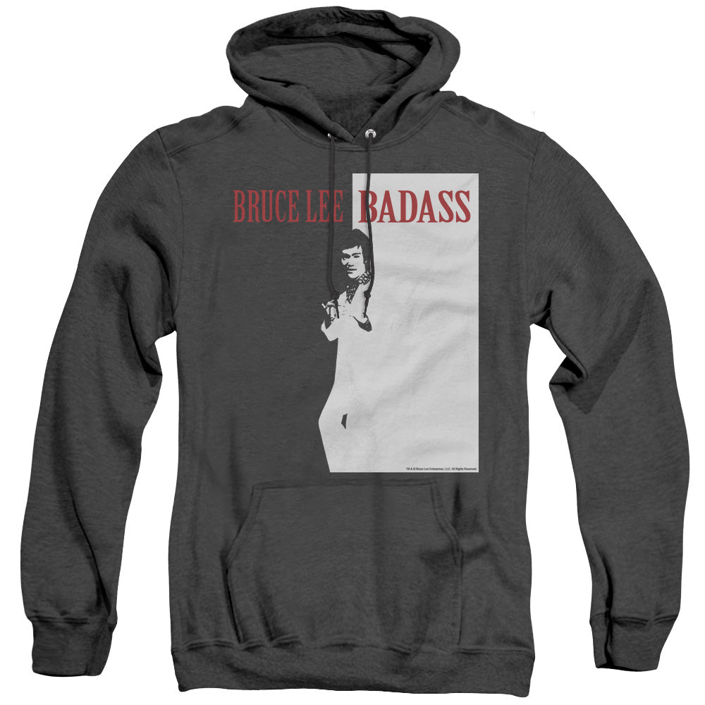 Bruce Lee - Badass - Adult Heather Hoodie - Black
