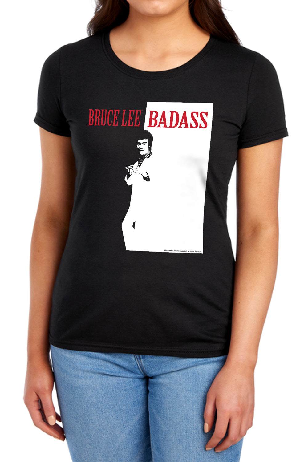 Bruce Lee - Badass - Short Sleeve Womens Tee - Black T-shirt