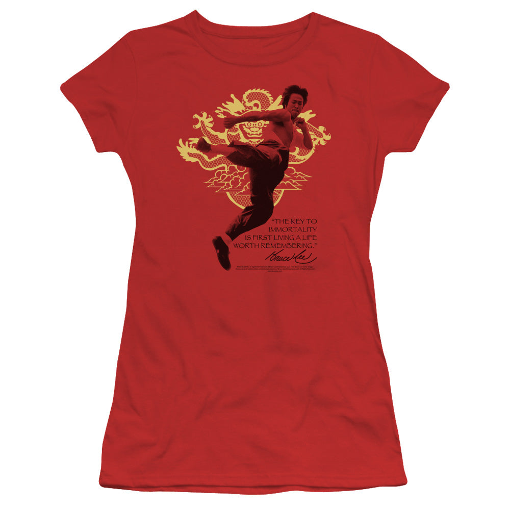 Bruce Lee - Immortal Dragon - Short Sleeve Junior Sheer - Red T-shirt