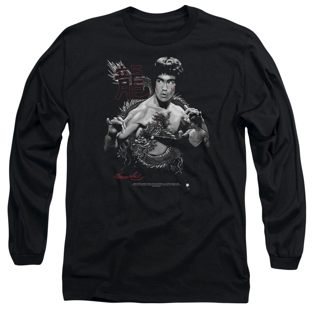 Bruce Lee - The Dragon - Long Sleeve Adult 18/1 - Black T-shirt