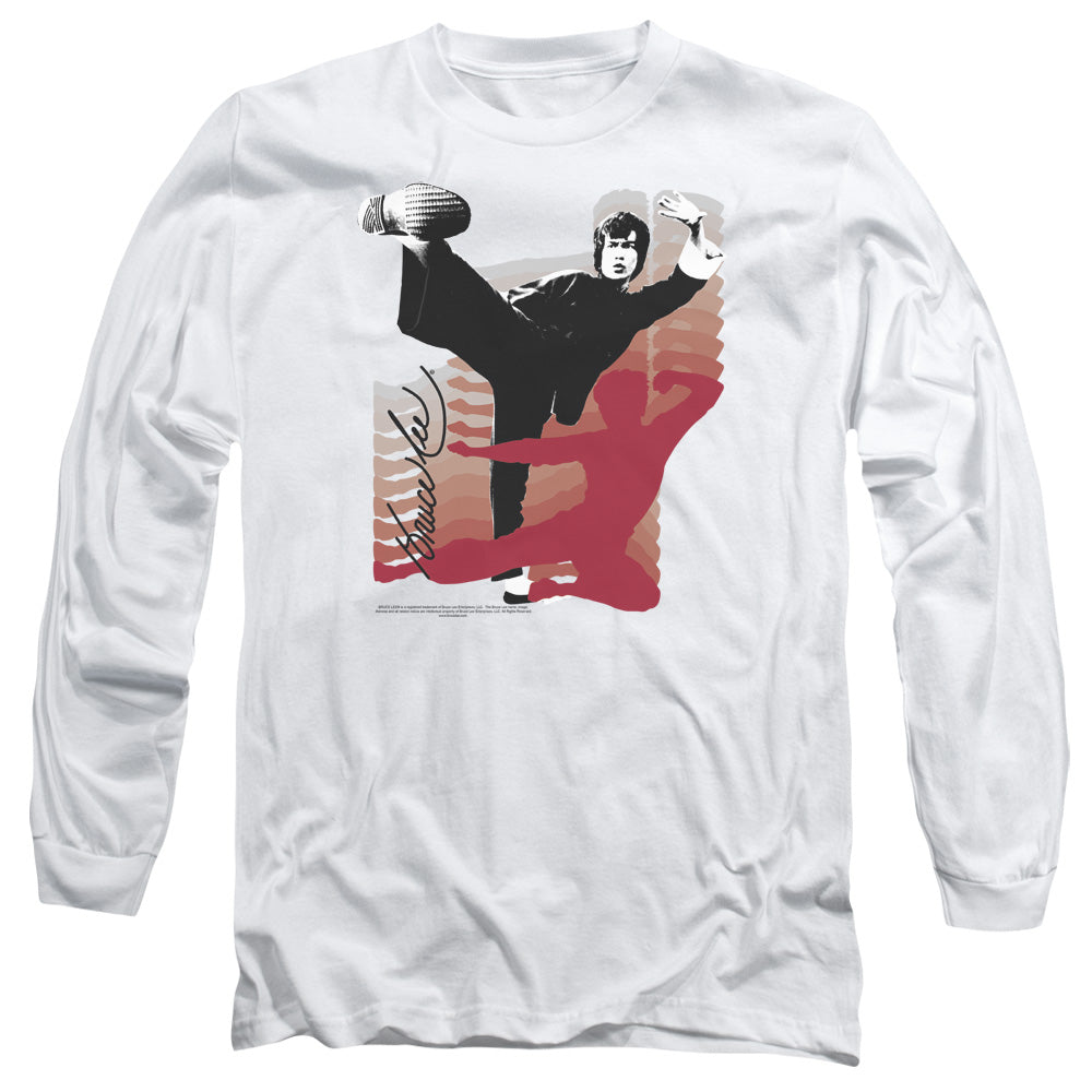 Bruce Lee - Kick It - Long Sleeve Adult 18/1 - White T-shirt