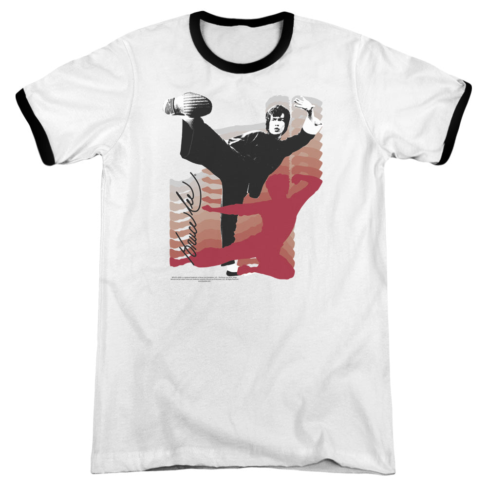 Bruce Lee - Kick It - Adult Ringer - White/black